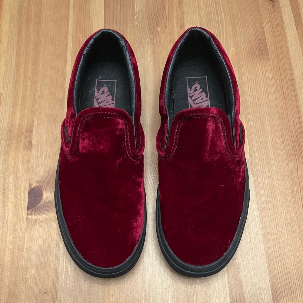 Red velvet slip on vans